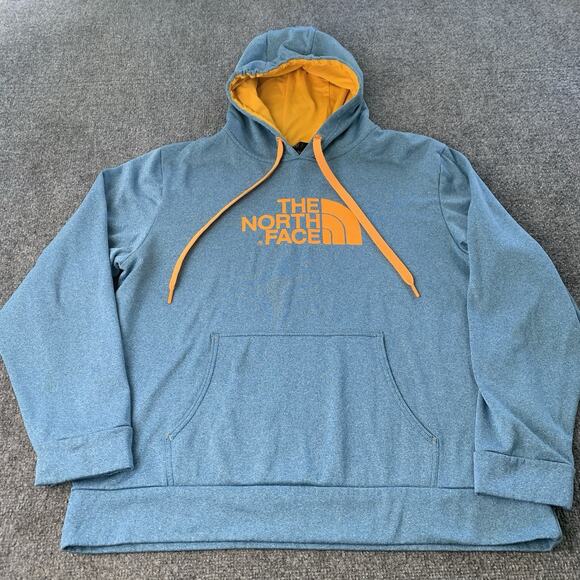 The North Face Hoodie Mens XL Blue Gold Sweater Half Dome 100% Polyester Outdoor - Picture 1 of 13